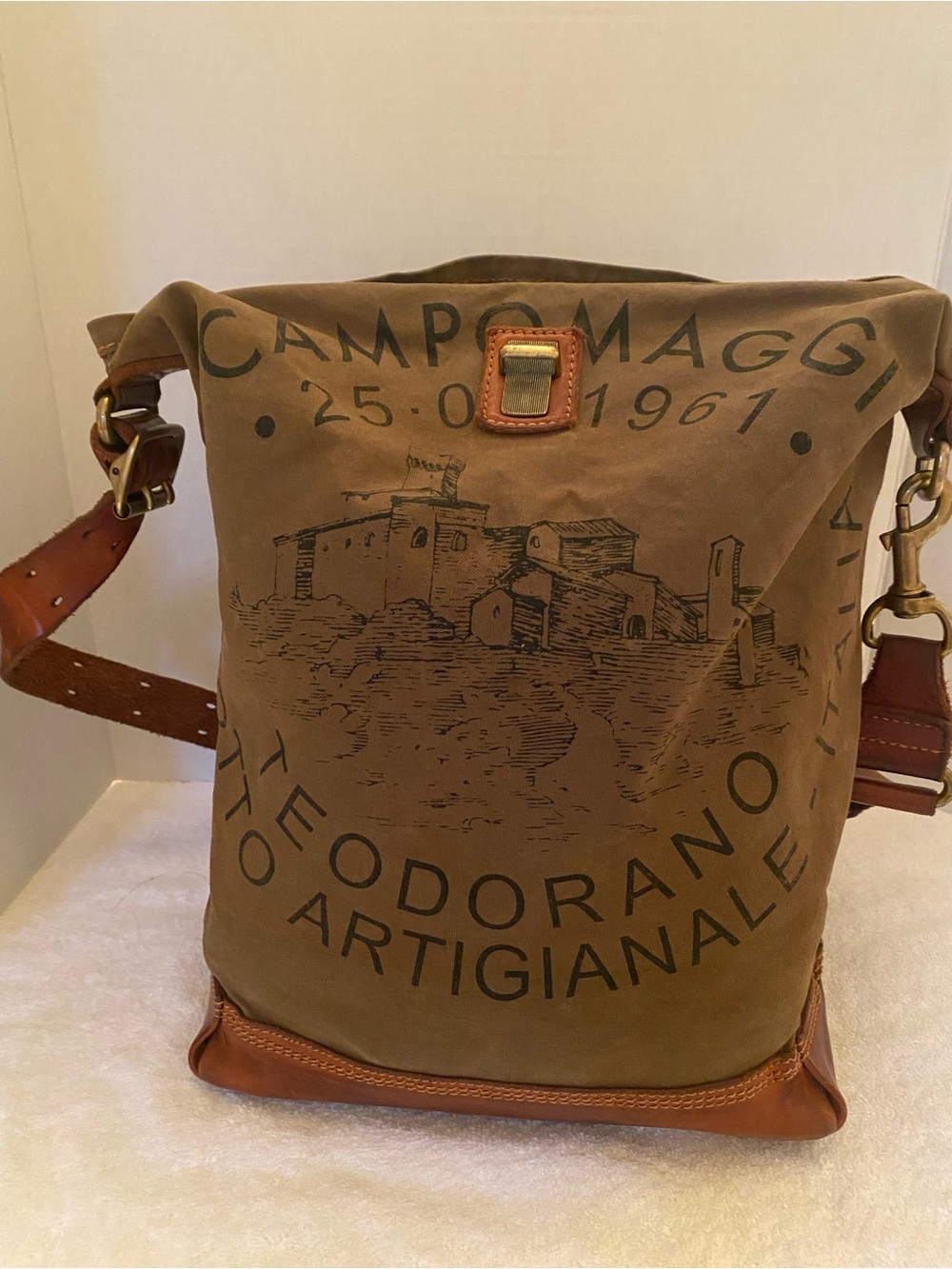 Campomaggi Teodorano Canvas & Leather Tote Bag - Made in Italy-Vintage Look